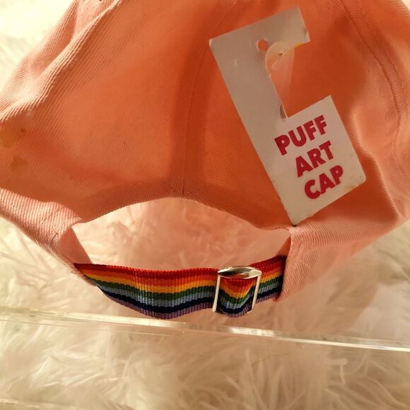 A pink hat with punch needle 🌈 rainbow NWT - Picture 2 of 2